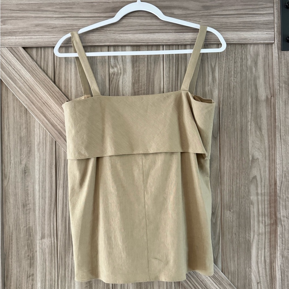 Theory Beige Fold-Over Strap Camisole